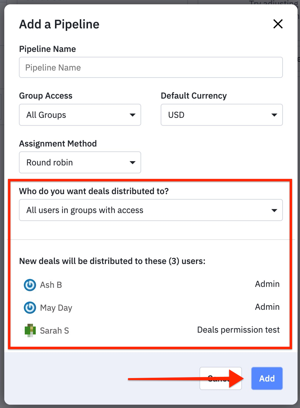 ActiveCampaign round robin deal assignment settings in the CRM
