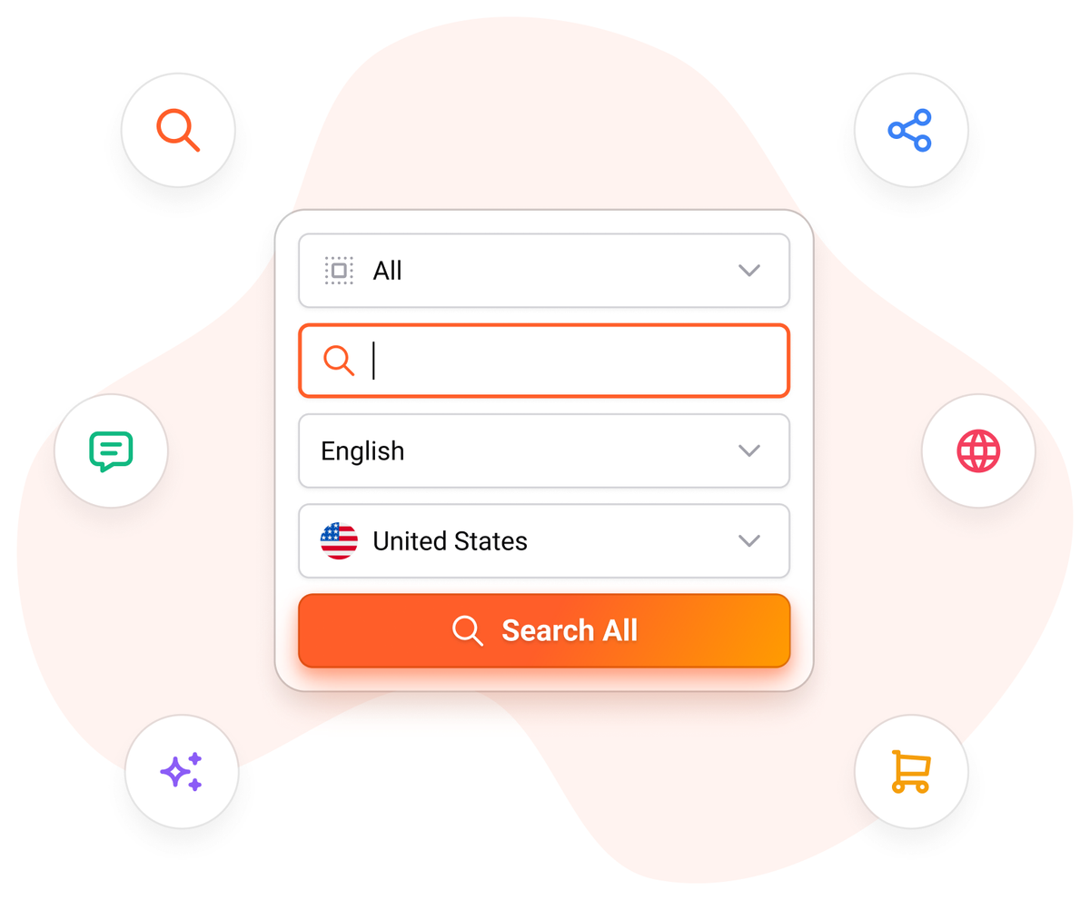 AnswerThePublic search form with source, keyword, language and country fields