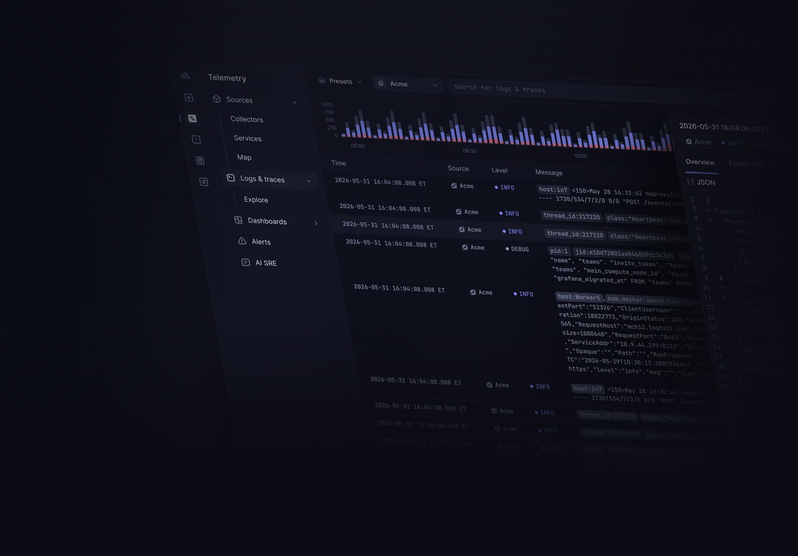 Better Stack log management live tail explorer