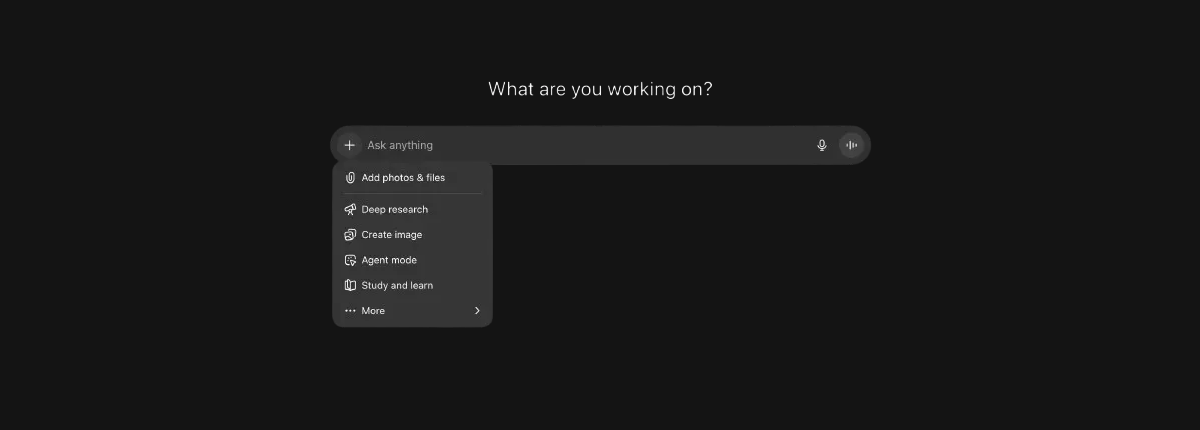 ChatGPT-style prompt box with a tools menu, the consumer interface cloro drives in a real browser session