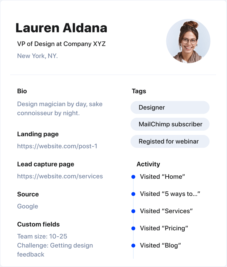 ConvertFlow contact profile with form submission data and attribution fields