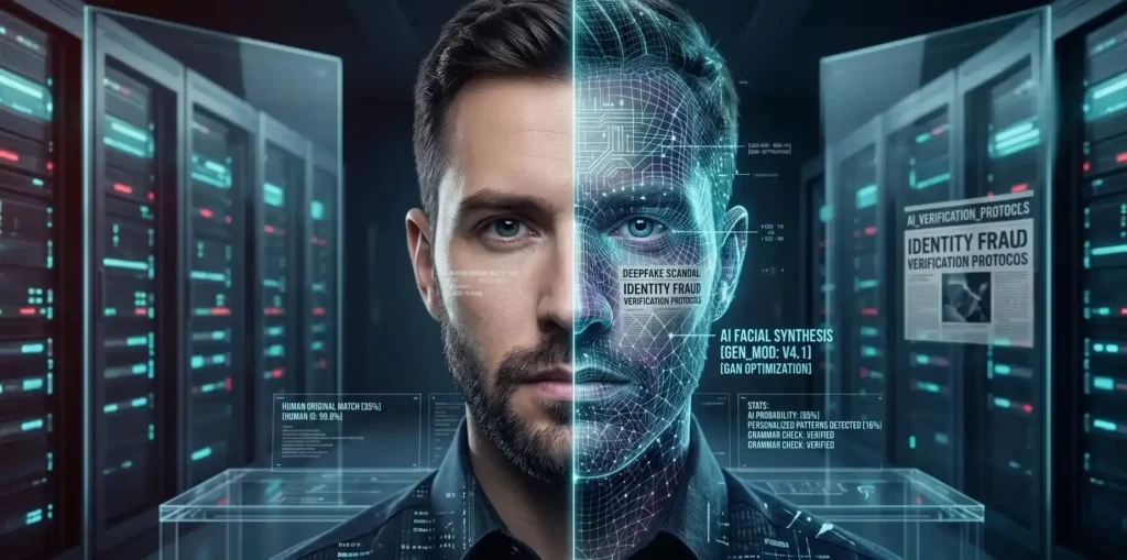 Copyleaks AI image detection flagging a face-swap deepfake as AI-generated