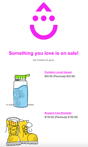 Example Drip ecommerce email triggered by a product price drop