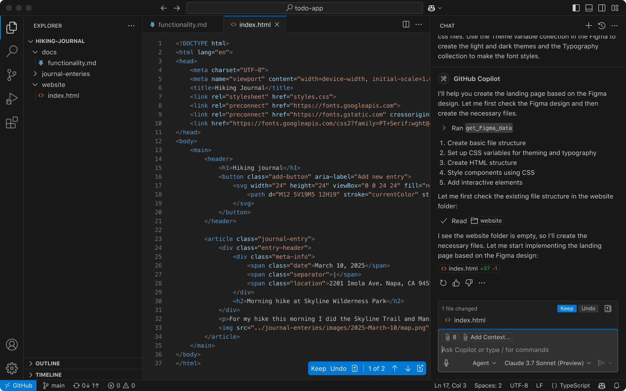 GitHub Copilot inline code completion suggestion in the editor