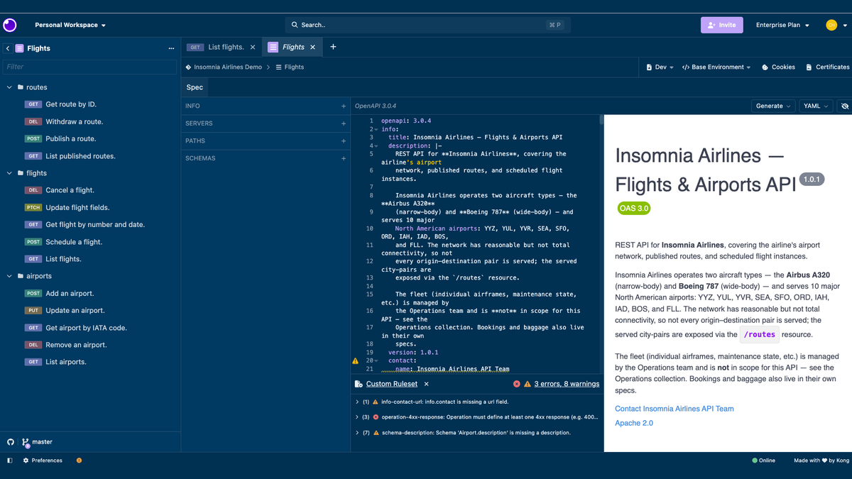 Insomnia Review: Free Git Sync for Three, $12 a Seat After That