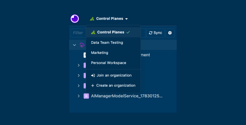 Insomnia organization switcher listing Kong Konnect control planes, part of the Enterprise plan's Konnect integration