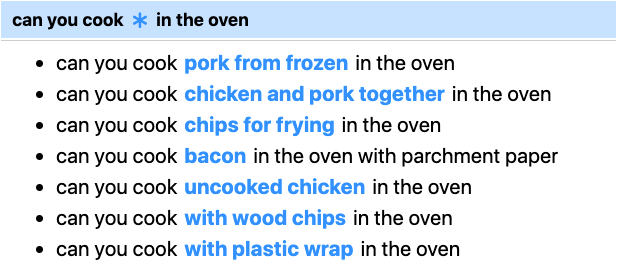 Keyword Chef wildcard search bar with an asterisk in the seed keyword