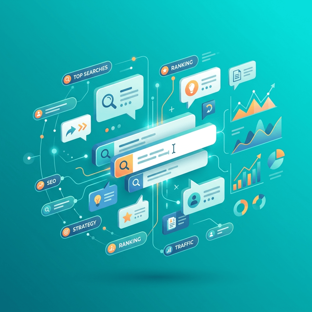 Keyword research view with difficulty score, search volume and long-tail keyword suggestions