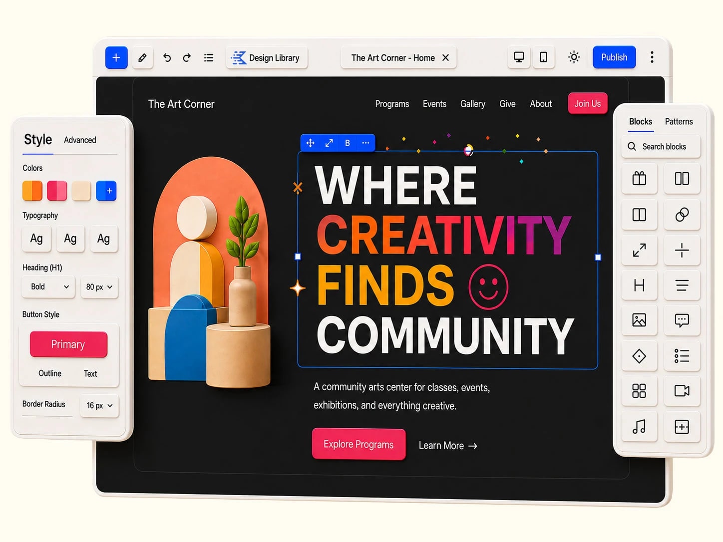 Kadence page builder interface, now sold by Nexcess