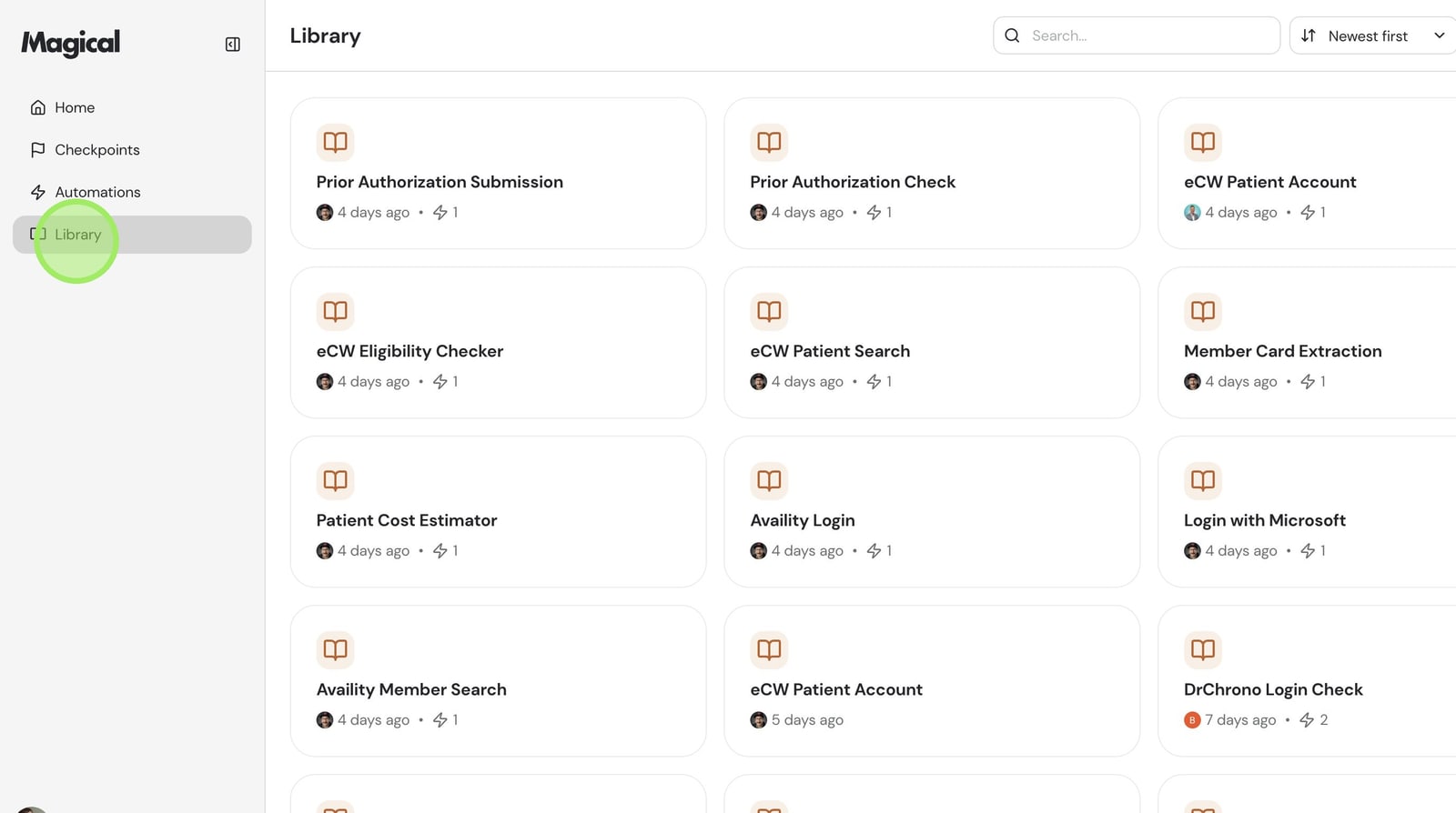 Magical agent Library with prior authorization, eClinicalWorks and Availity blocks