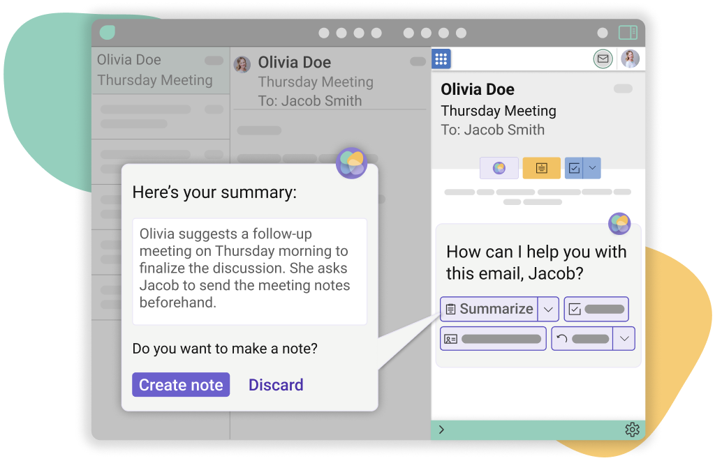 Mailbutler Smart Assistant summarizing an email, a feature that sends the message body to the AI model