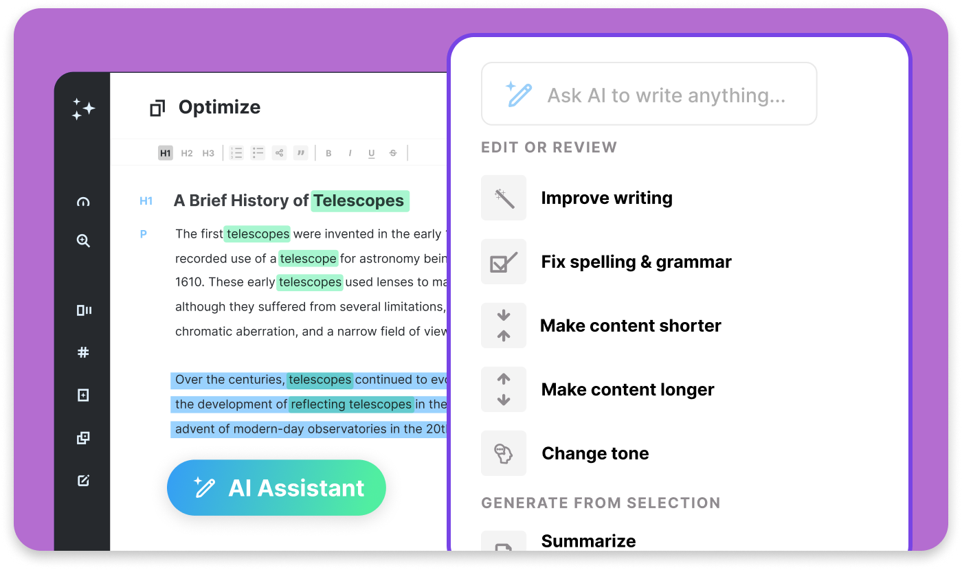 MarketMuse editor showing topic model and content optimization score