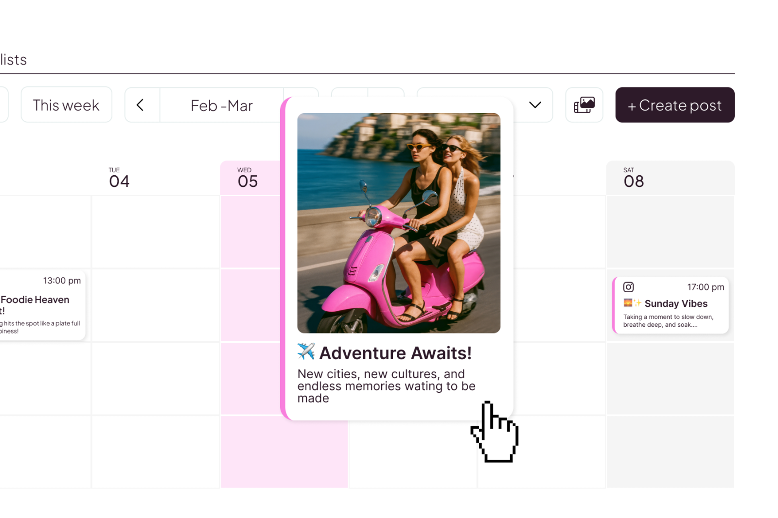 Metricool content planner and scheduling calendar