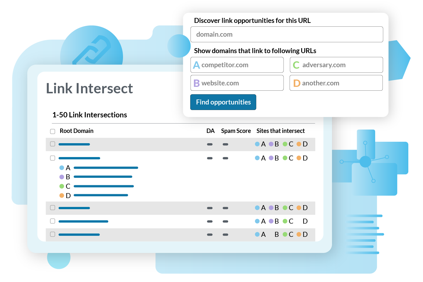 Moz Link Explorer Link Intersect view comparing competitor backlinks