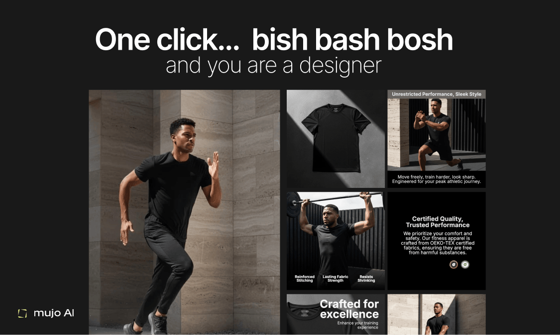 Mujo AI turning a single product photo into a full set of Amazon listing images