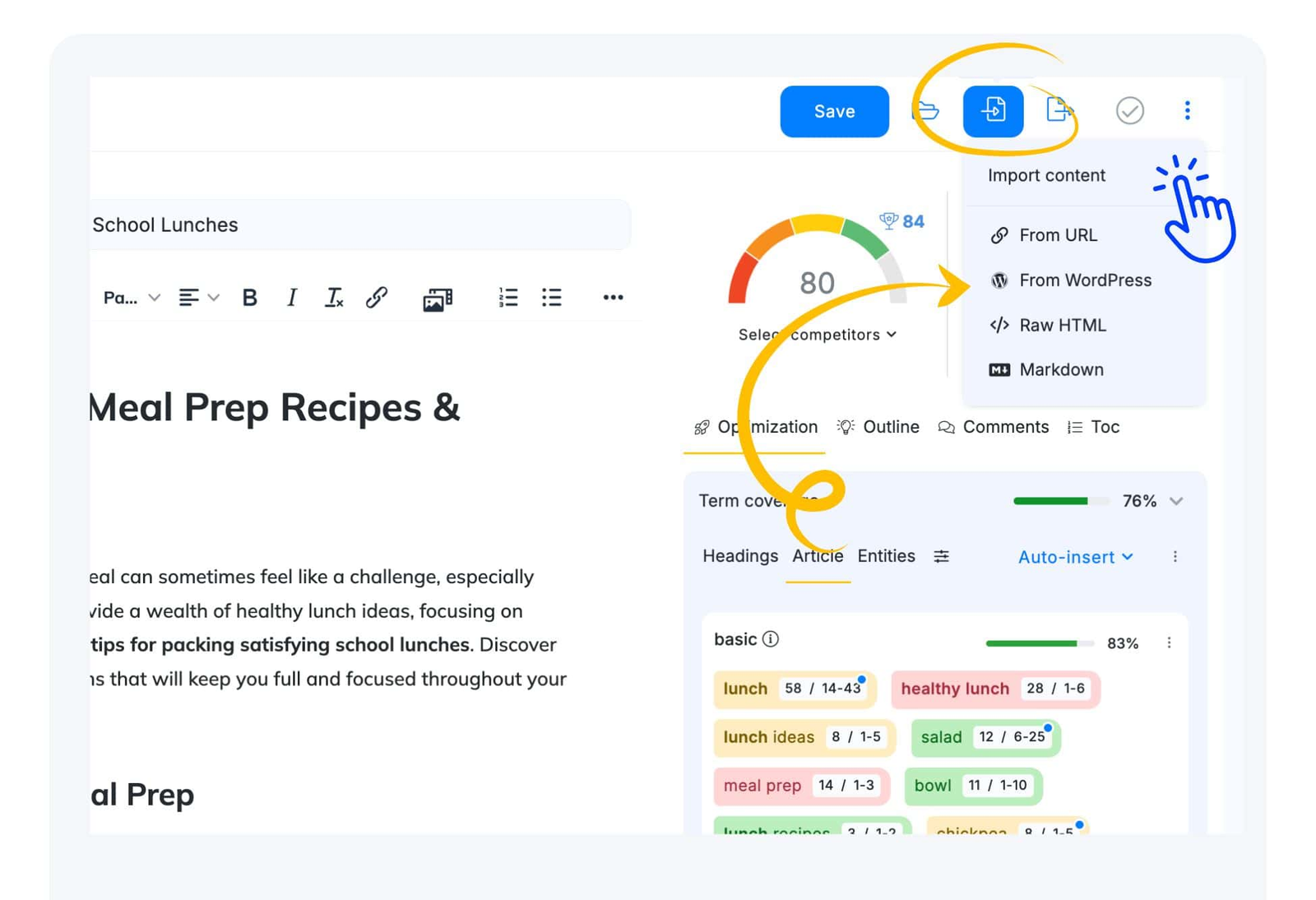 NeuronWriter WordPress integration screen