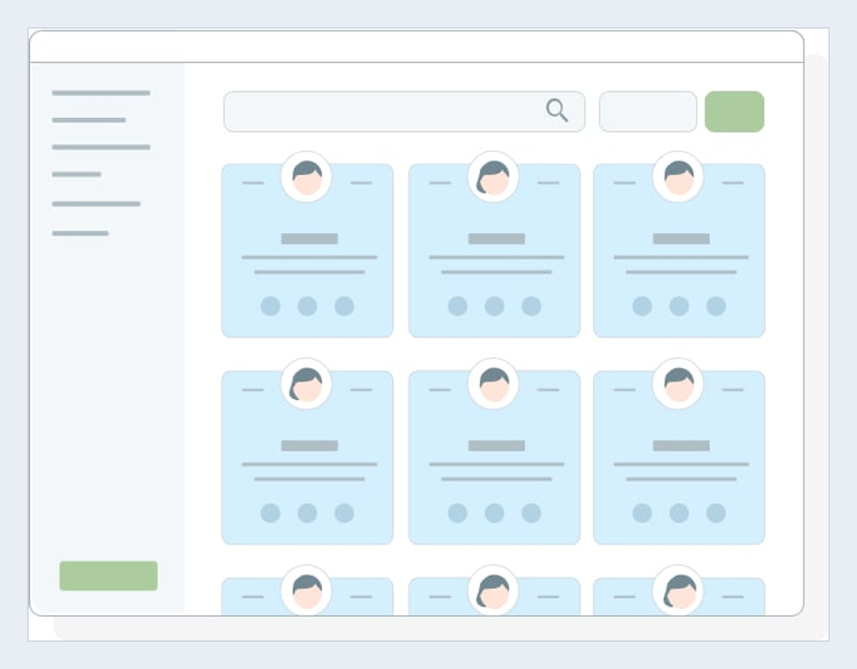 NinjaOutreach influencer search: a search bar over a grid of creator profile cards
