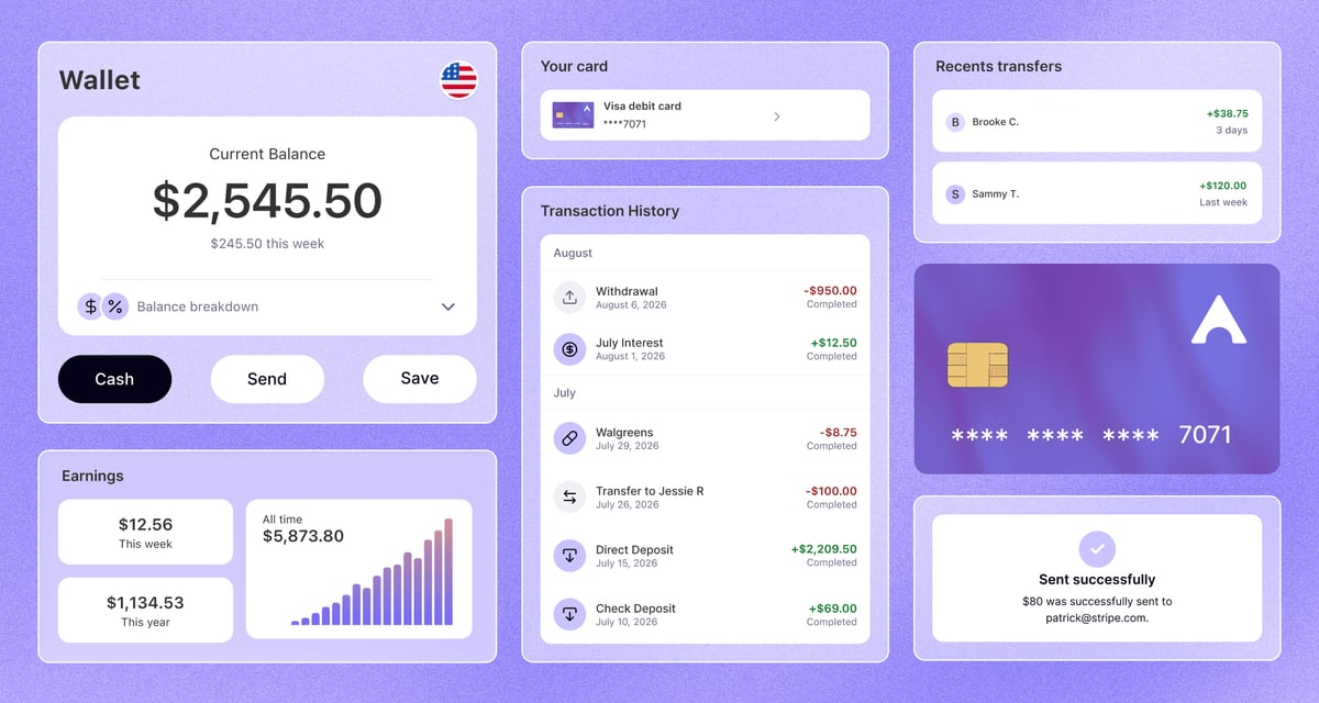 Privy embedded wallet UI with balance, send and transaction history