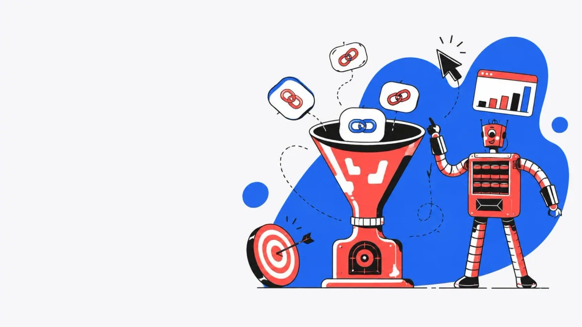 Illustration of shared links funneling visitors toward a retargeting audience and analytics