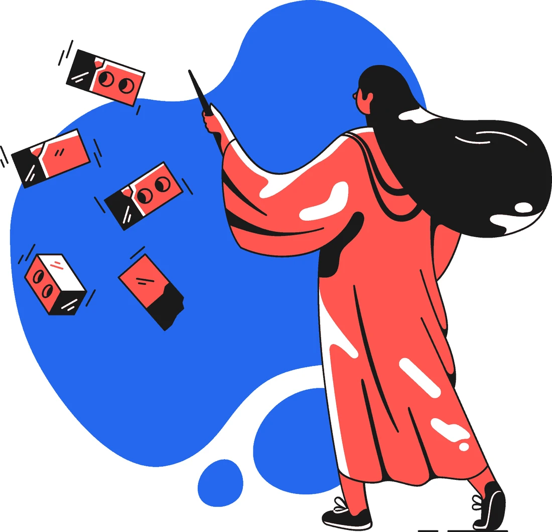 Illustration of a marketer managing many RocketLink short links at once