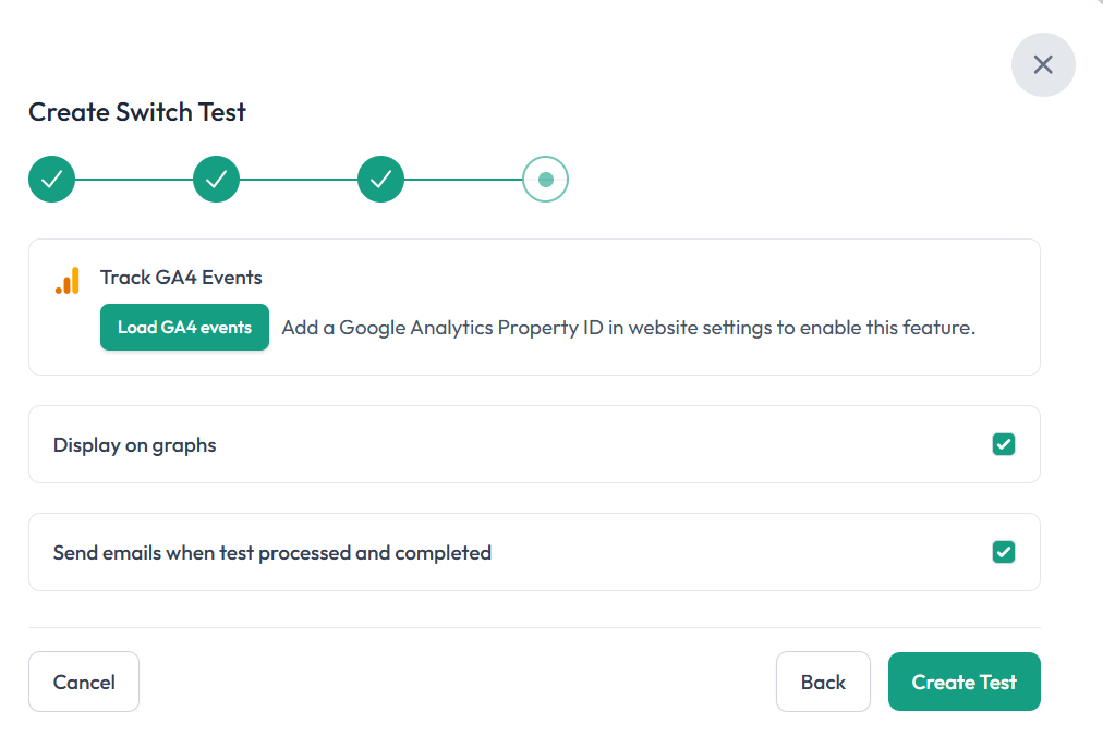 Completed SEOTesting URL Switch Test comparing old and new URL performance