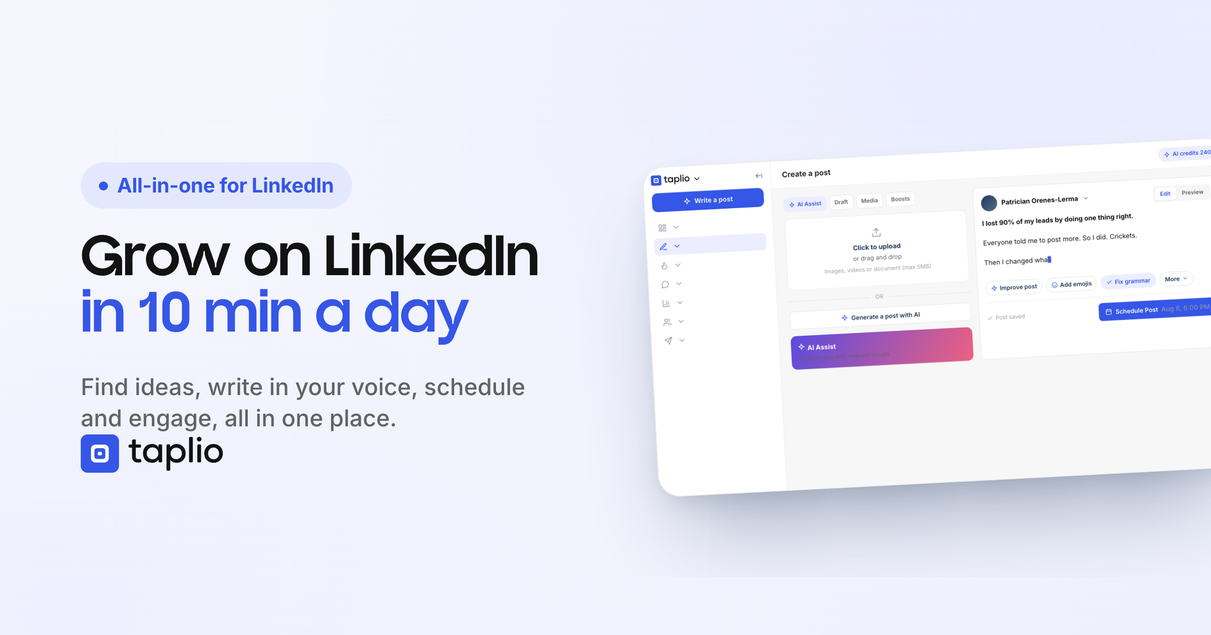 Taplio Review: The $39 Plan That Can't Write a Post