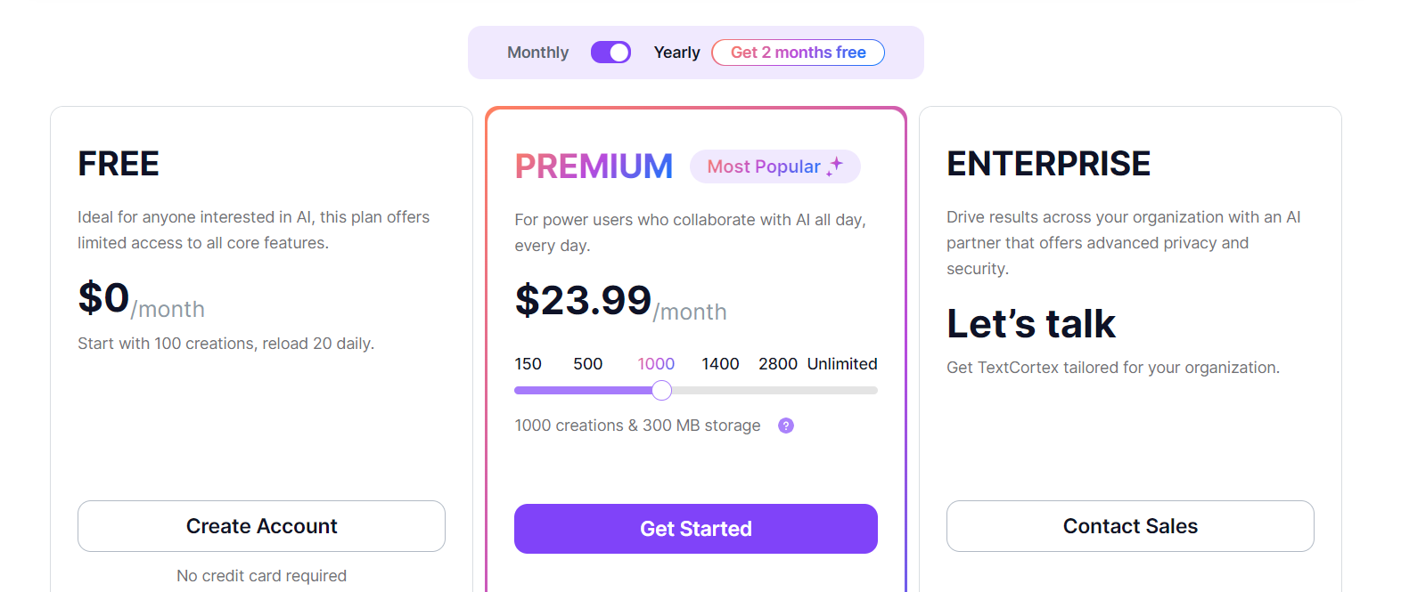 TextCortex pricing and plans