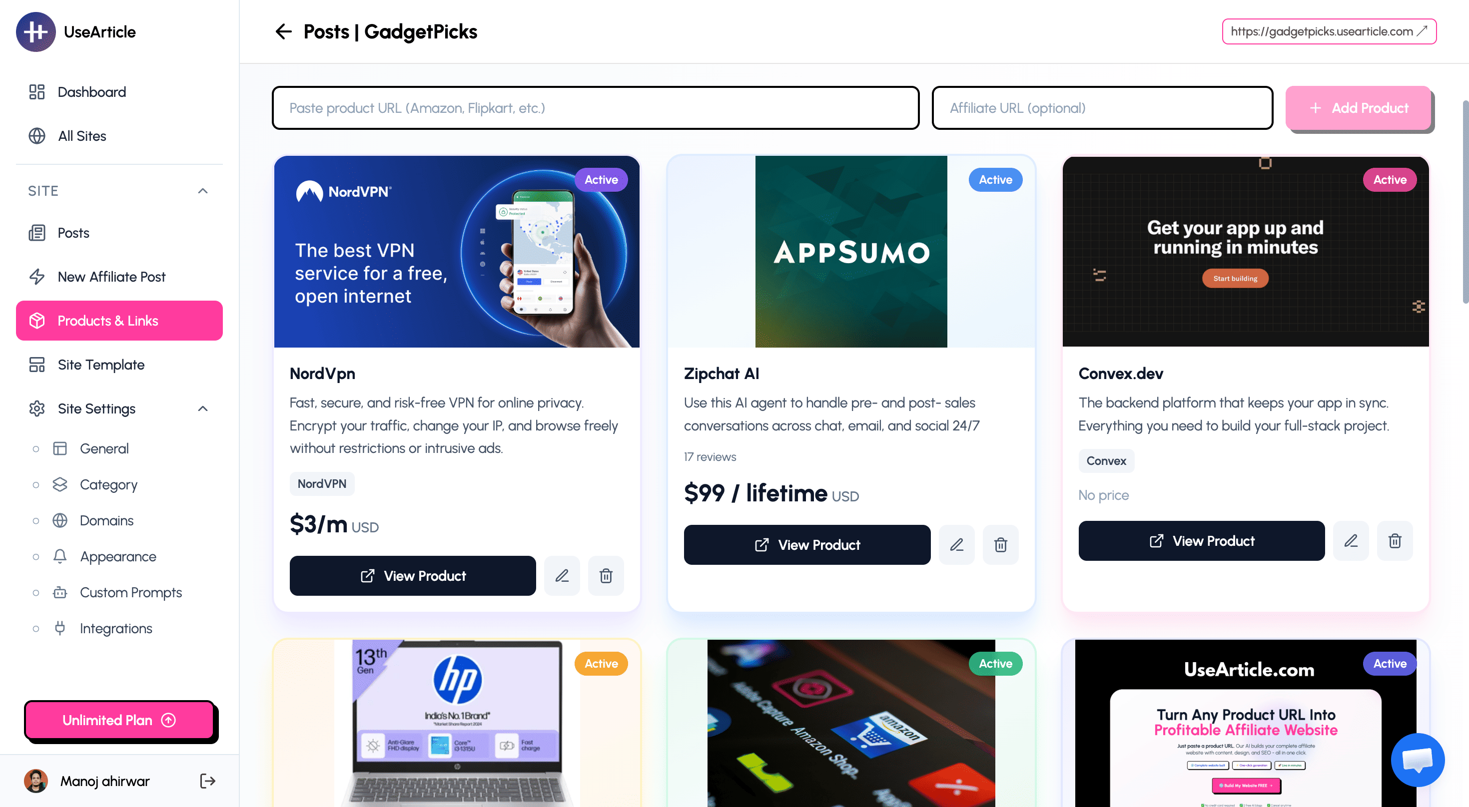 UseArticle editorial calendar with color-coded scheduled and generated posts