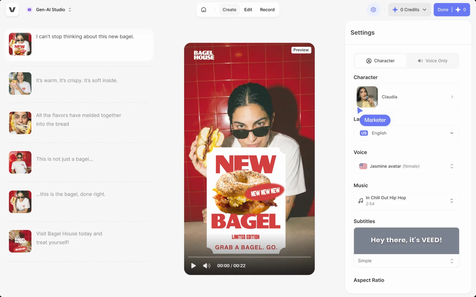 VEED.io easy browser-based editing interface