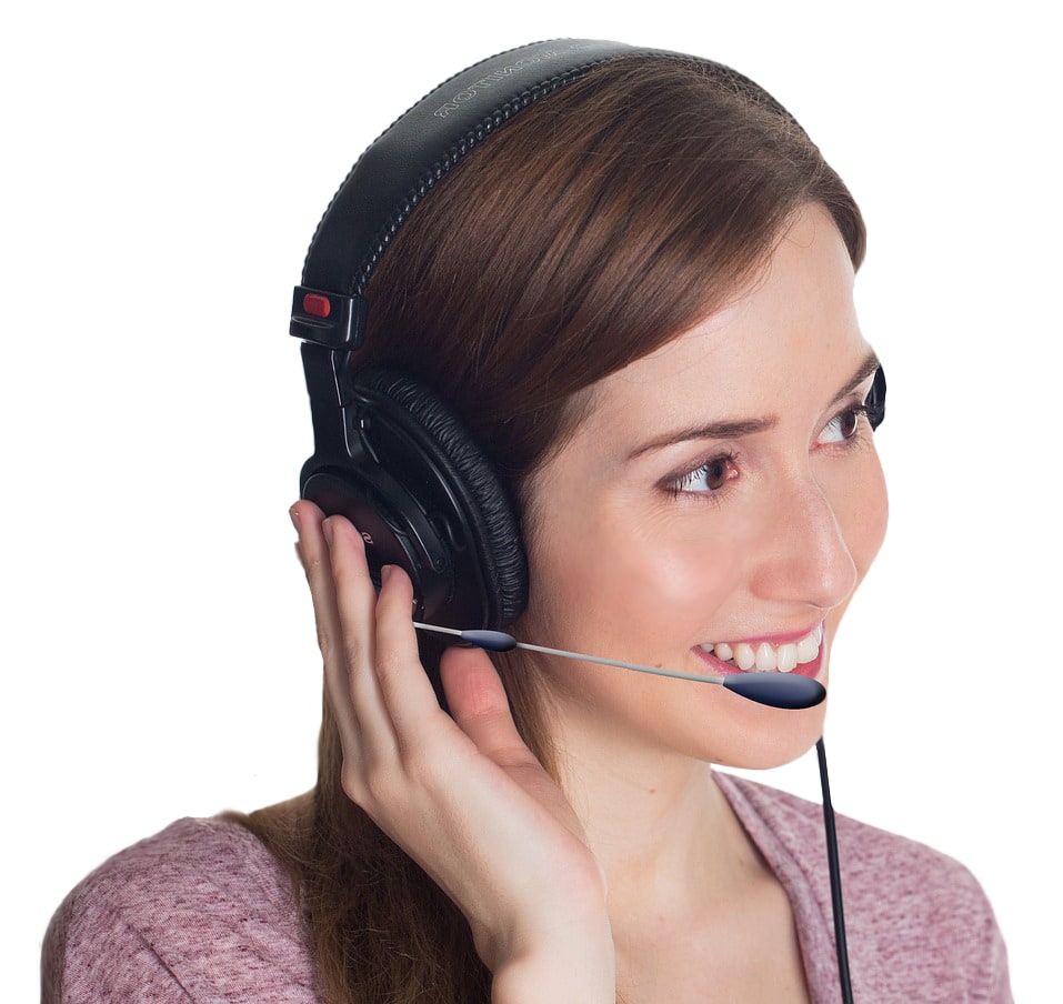 Support agent wearing a headset, photo from the WebHostingPad website