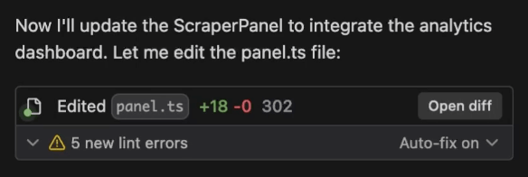 Windsurf Cascade automatically fixing new lint errors after an edit