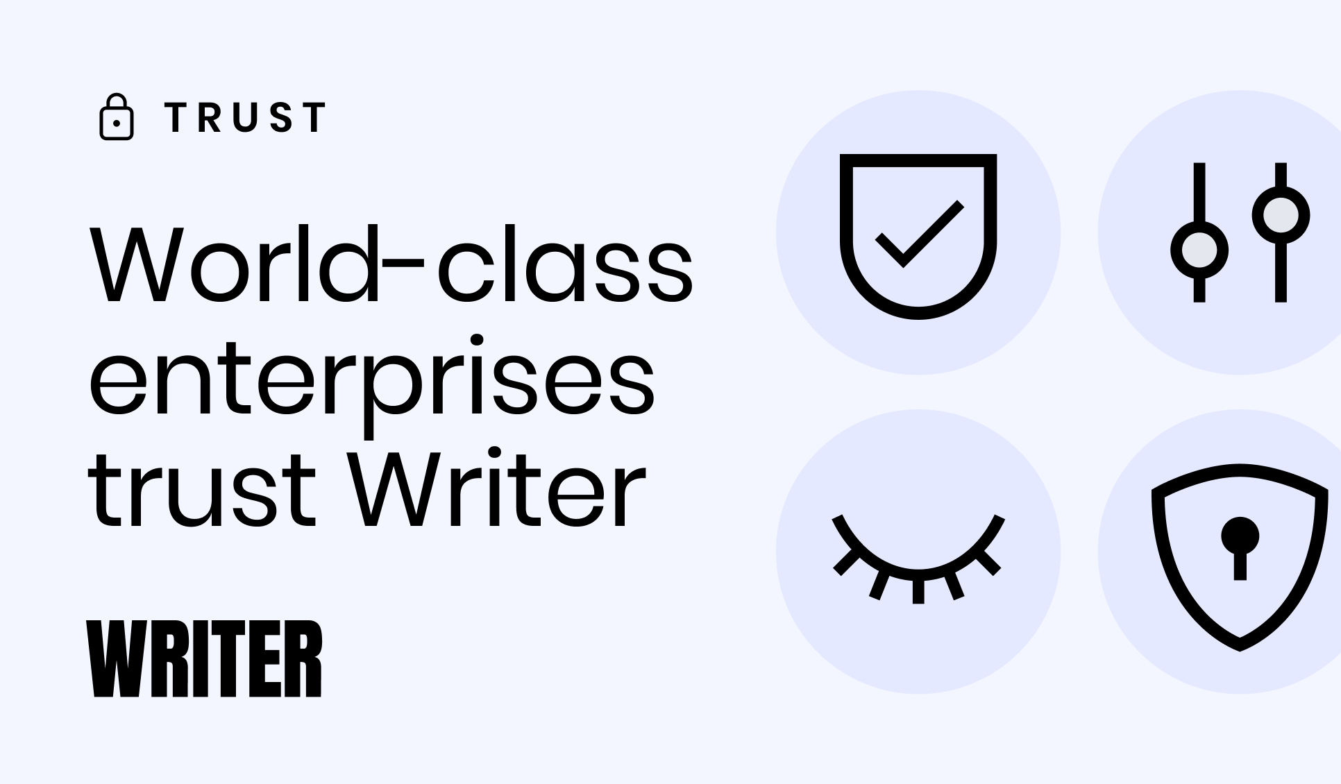 WRITER trust and security page share card