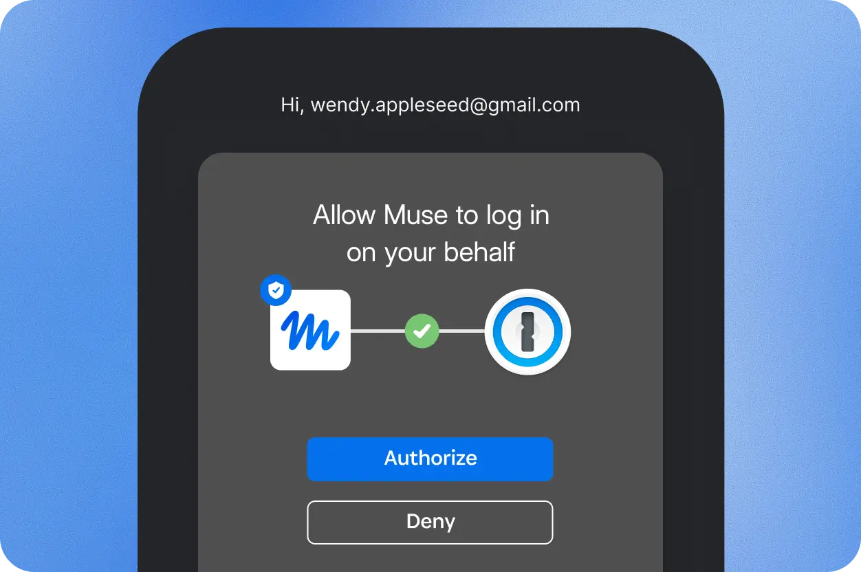 1Password prompt asking the user to approve or deny an AI agent's request to sign in