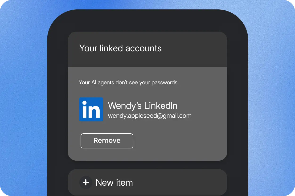 Approved login: 1Password has filled the sign-in form and the agent only sees that access was granted