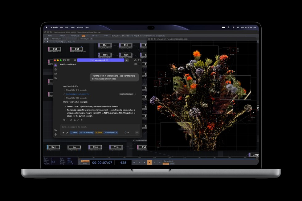 MacBook Pro with PROLED XDR Display running LM Studio, a local LLM app