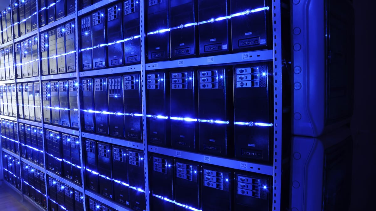 A data center server room, standing in for the sealed red-team testing environment the exercise was meant to keep Gemini inside