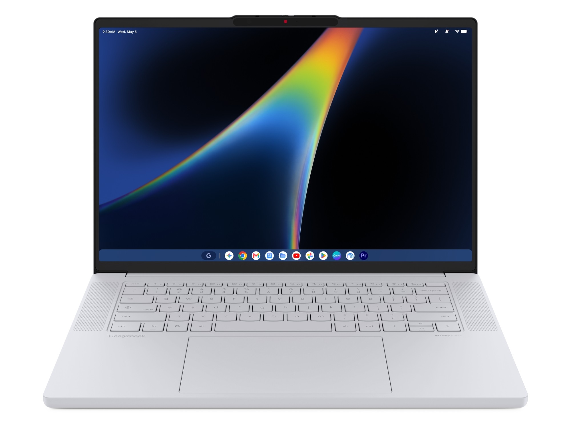 Lenovo Googlebook 15 viewed straight on with the lid open
