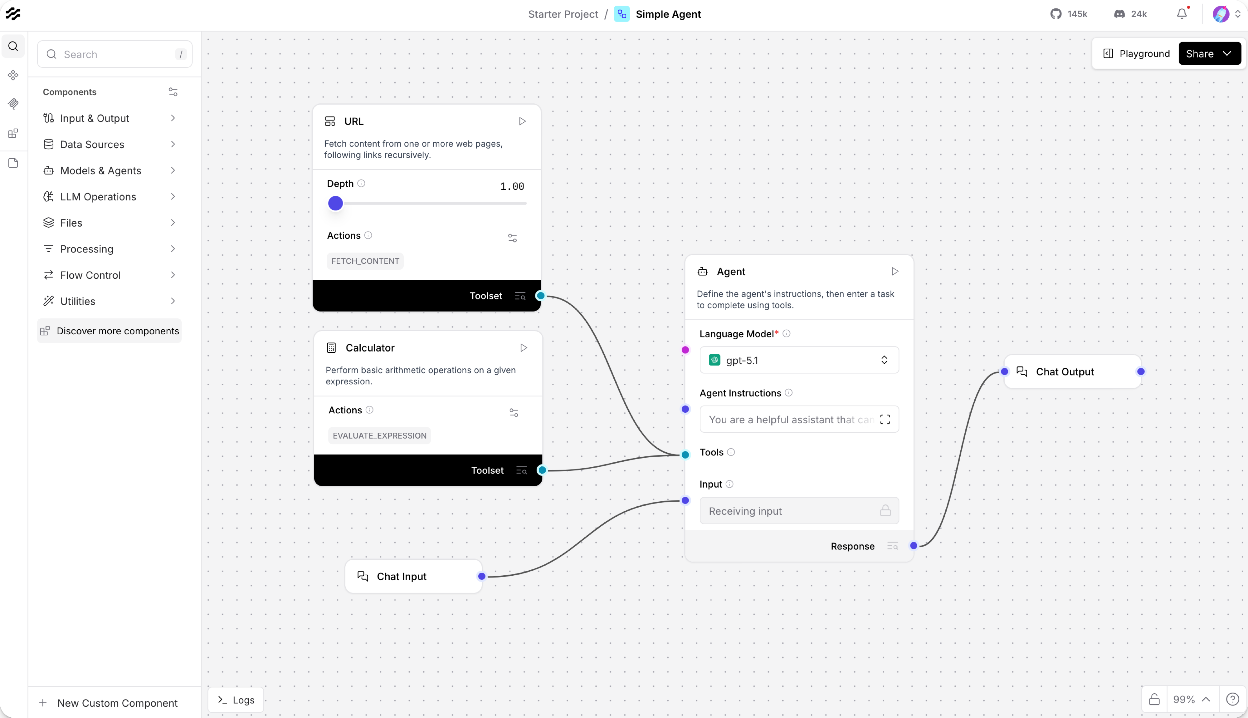 Diagram of an AI agent flow, illustrating how an autonomous agent chains tools and reacts to failures