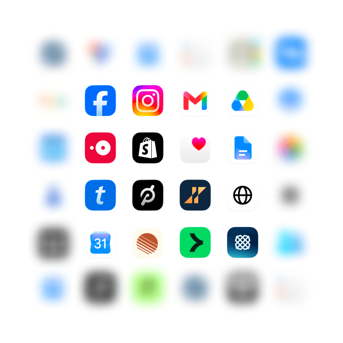 The Muse app showing the list of services a user can connect, including email, calendar, shopping and smart-home devices