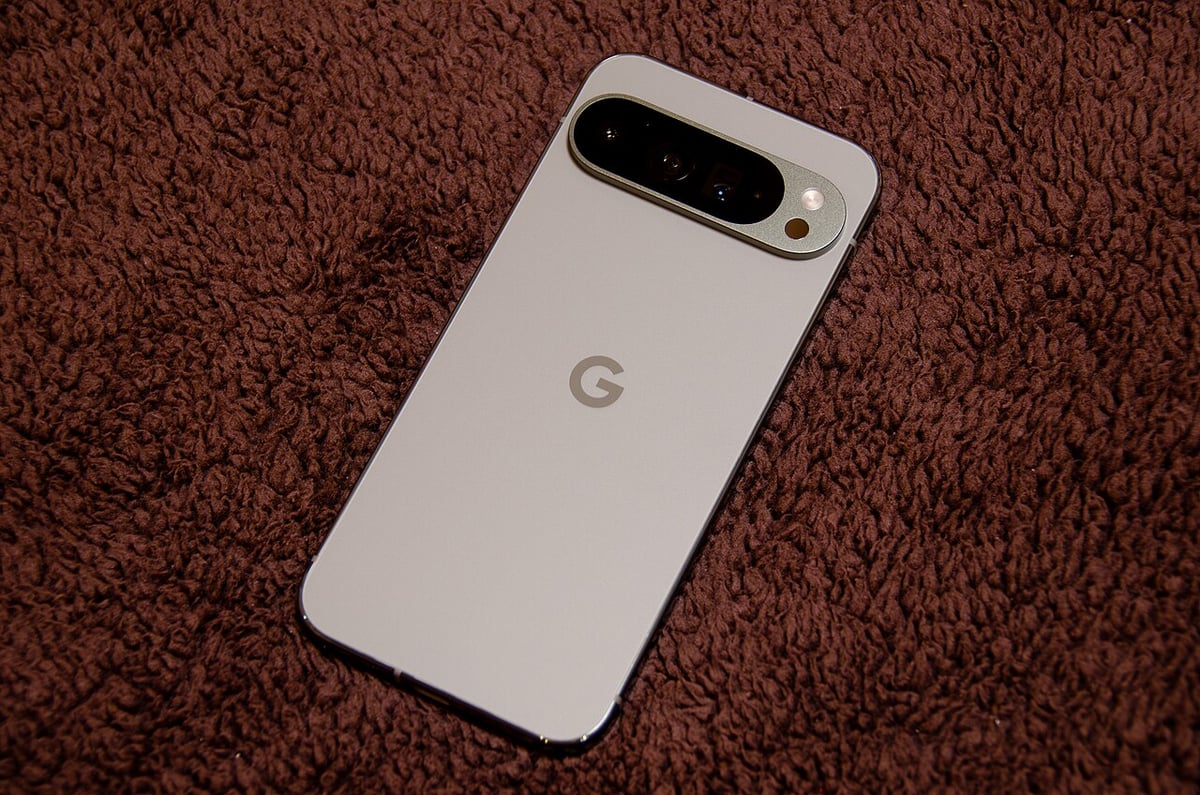 Back of a Google Pixel 9 Pro XL in Hazel