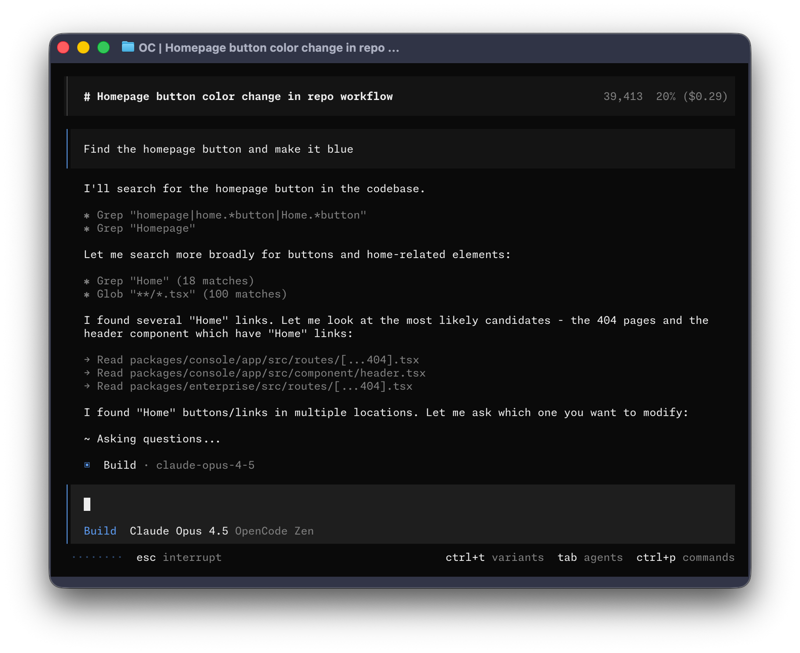 The OpenCode terminal interface; the CLI stores provider keys locally rather than in OpenCode Console