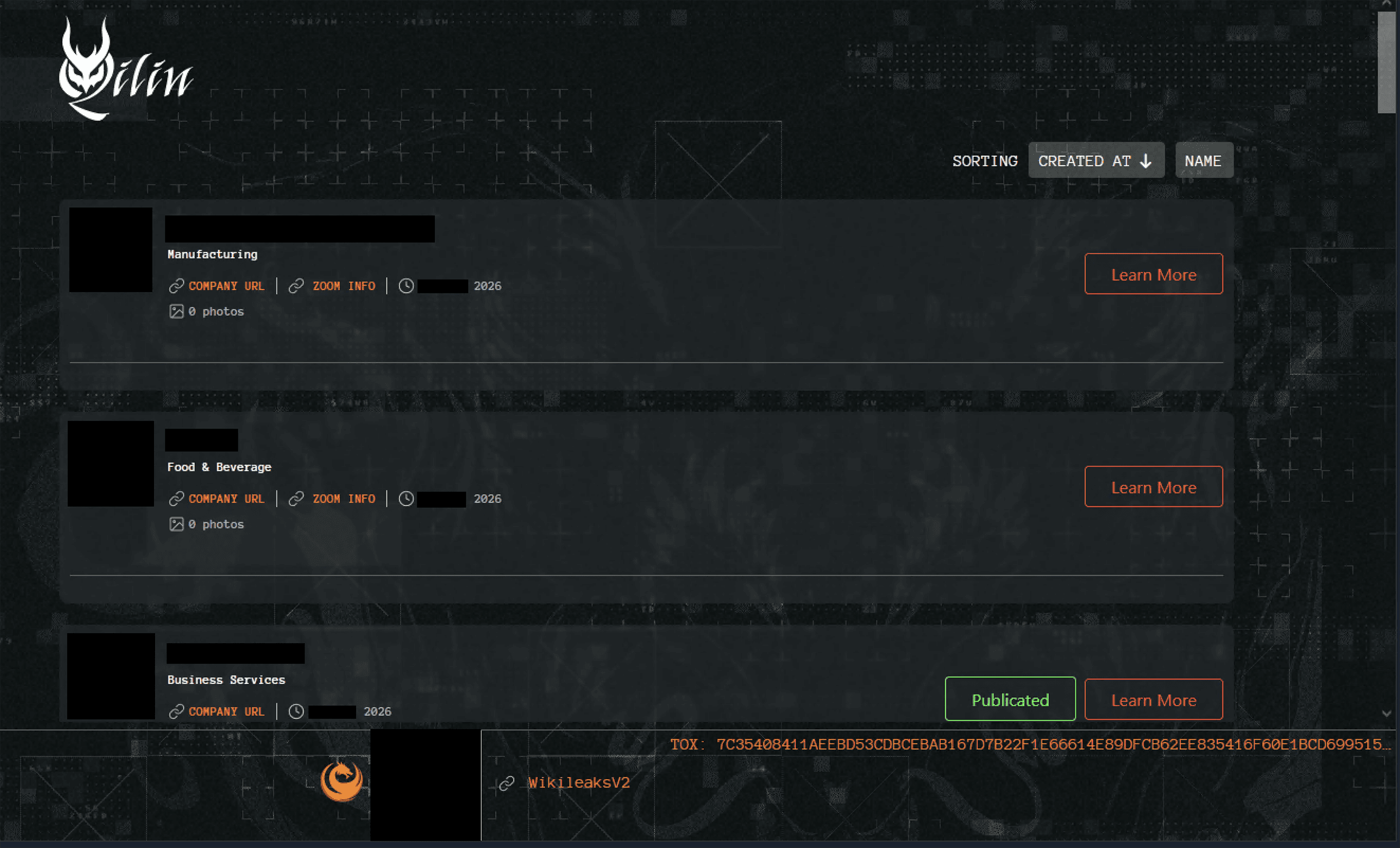 Qilin ransomware leak site where stolen victim data is published, as captured by Arctic Wolf