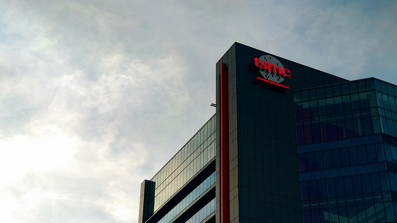 The TSMC logo on the exterior of one of the company's factory buildings