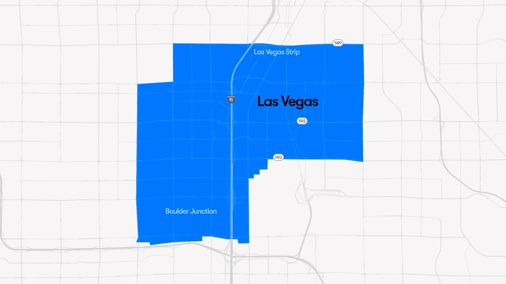 Map of Waymo's Las Vegas service area along the Strip