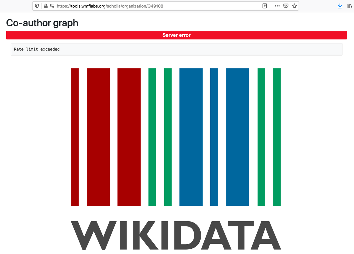 Wikidata Query Service showing a Rate limit exceeded error instead of query results